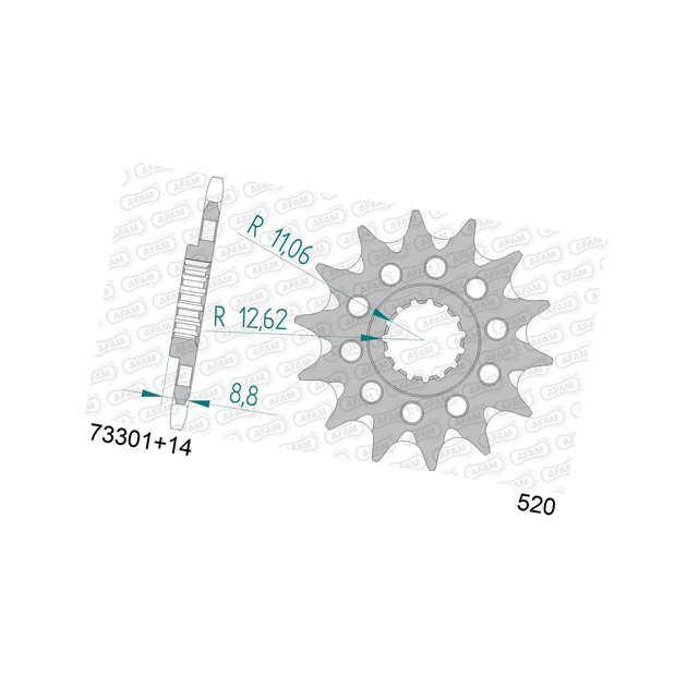 Zębatka przednia 14 SAMOOCZYSZCZAJĄCA KTM SX/EXC ŁAŃC. 520 AFAM | 73301+14