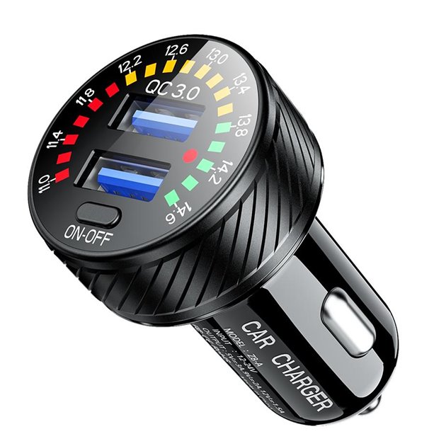 Uniwersalna ładowarka podwójna USB QC 3.0 36W do gniazda zapalniczki z woltomierzem Biketec | BTMUS315