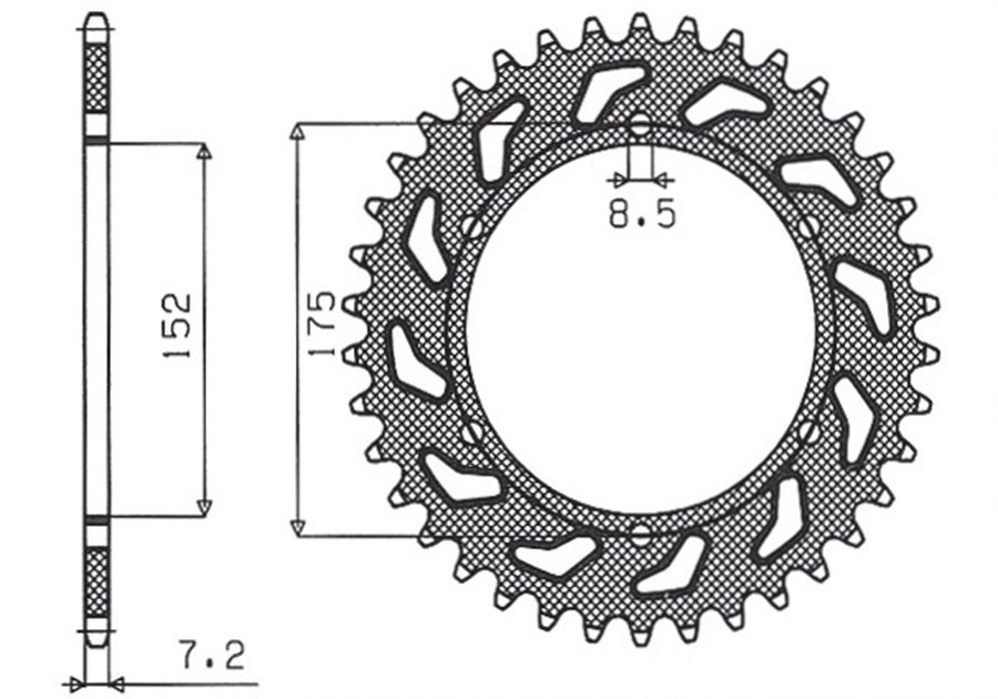 Zębatka TYLNA 844 52 YAMAHA DT 125R/RE 99-06 (JTR839.52) (ŁAŃC. 428) (84452JT) SUNSTAR