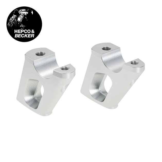 Podwyższenie kierownicy z przesunięciem BMW K 1600 B / GT / GTL / Grand America 2017-2026, 30 mm w górę, 25 mm w tył, srebrne Hepco & Becker | 42456510 00 09