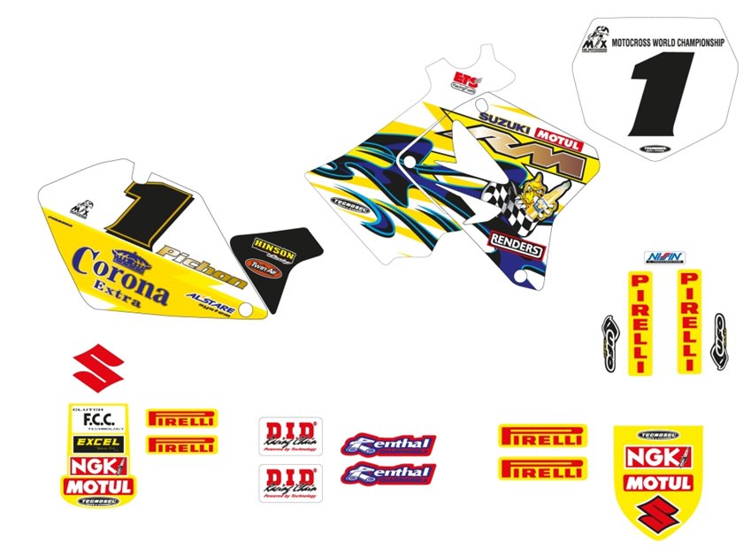 BLACKBIRD KOMPLET NAKLEJEK (OKLEIN) SUZUKI RM 125/250 2001-2025 REPLICA TEAM SUZUKI 2003