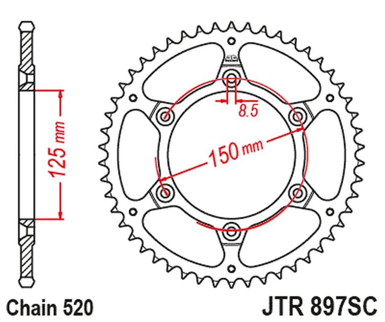 ZĘBATKA TYLNA 899 48 KTM SX/EXC ULTRALIGHT SAMOOCZYSZCZAJĄCA (89948JTSC) (ŁAŃC. 520)