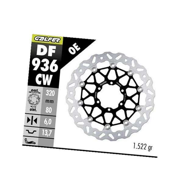 GALFER TARCZA HAMULCOWA PRZÓD BMW M 1000R 2023-; M 1000RR 2021-; M 1000XR 2024-; S 1000R 2021- ; S 1000RR 2019-; S 1000XR 2020- (WAVE FLOATING) (320X80X5MM)