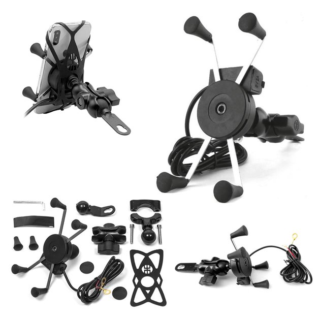 Uchwyt motocyklowy na telefon z ładowarką USB X-Grip XL - BT140USB