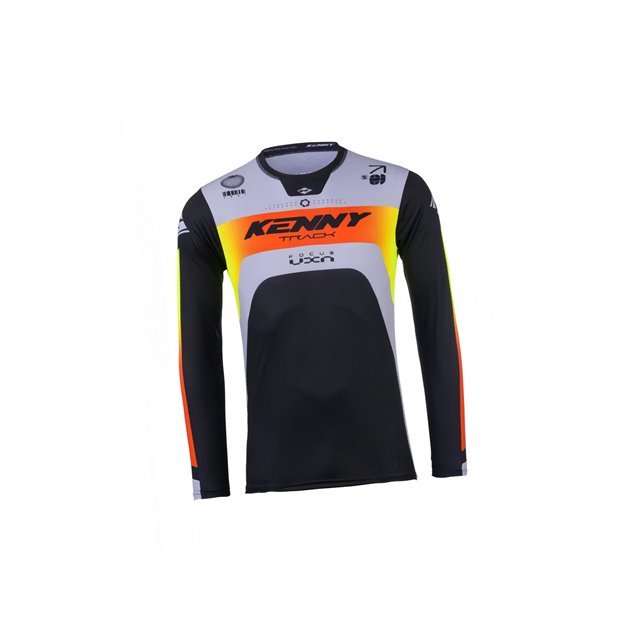 Koszulka Cross/Enduro Kenny Racing Track Focus Grey Czarny/Szary/Żółty / Czerwony L | 251-3403011-5603