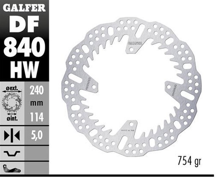 Tarcza hamulcowa tył TM EN/MX 125/144/250/300/450 / 530, 125/144 FI EN, 250/300/450 FI EN (240X114X5MM) SHARK ENDURO MX Galfer | DF840HW