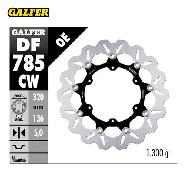 GALFER TARCZA HAMULCOWA PRZÓD KTM 1050 ADVENTURE 2015-; 1090 ADVENTURE 2017-; 1190R ADVENTURE 2013-; 1290R/S/T SUPER ADVENTURE 2015-2023 (WAVE FLOATING) (320X136X5MM) | DF785CW