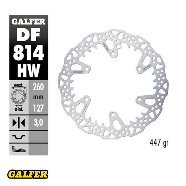 Tarcza hamulcowa przód Beta 250RR, 300RR, 350RR, 400/430/450/480/498, X-TRAINER (260X127X3MM) SHARK ENDURO MX Galfer | DF814HW