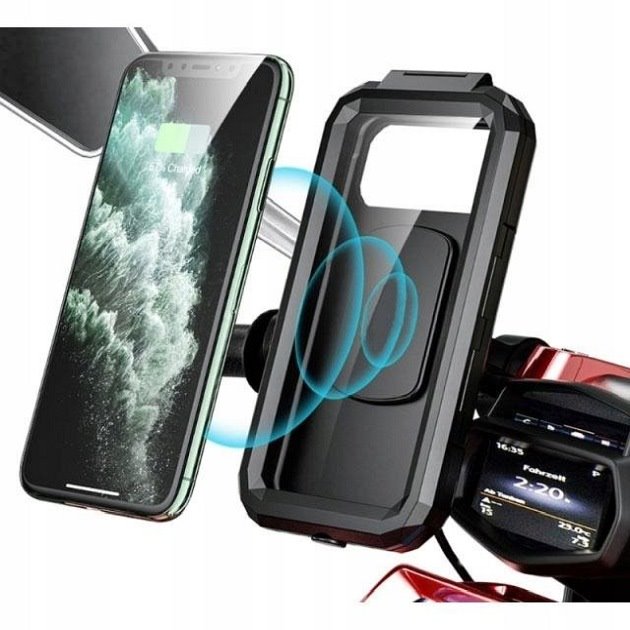 Uchwyt motocyklowy na telefon XL z ładowaniem bezprzewodowym i USB C eXtreme Style | WOD000036