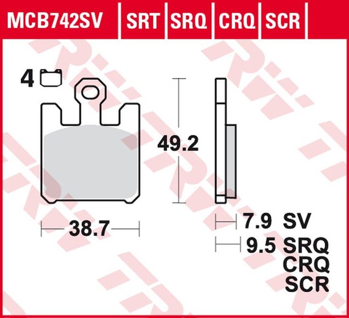 ZF KLOCKI HAMULCOWE KH369/4 SINTER TRACK KAWASAKI ZX-6RR 600, ZX-6R 636 03-06, ZX-10R 04-07, ZX-12R 04-06, SUZUKI GSX-R 1000 03, DERBI MULHACEN 659 05, PRZÓD TRW
