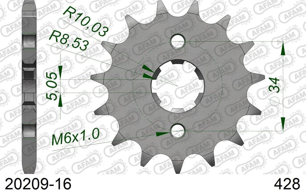 Zębatka przednia 2037 16 Honda CBR 125, CBF 125 Łańcuch 428 AFAM | 20209-16