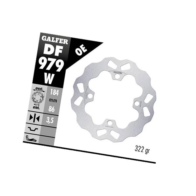 GALFER TARCZA HAMULCOWA TYŁ YAMAHA YXR 700 RHINO 2008- WAVE (184X86X3,5MM)