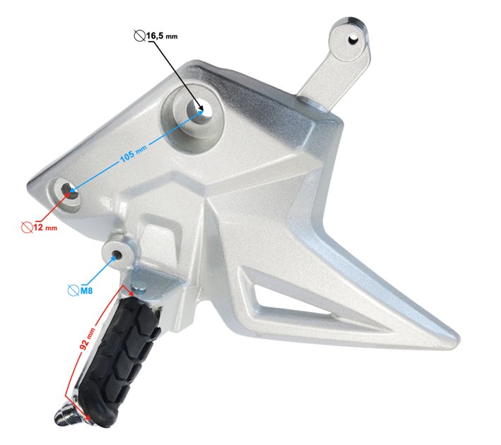 Podnózek, stopka przód lewy Barton GT 125