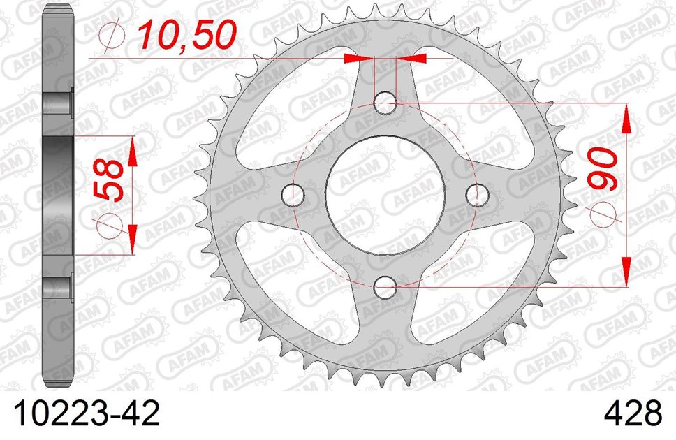 Zębatka tylna 42 Honda CG 125, CM 125, CB 125T, Daelim VC 125 ŁAŃC. 428 AFAM | 10223-42
