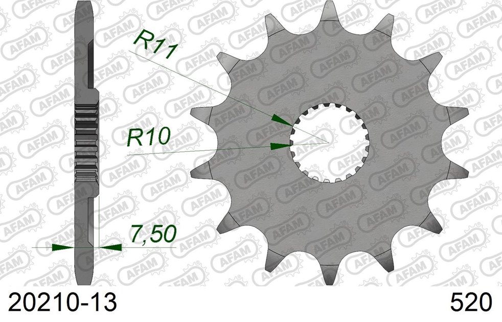 Zębatka przednia 2120 13 Honda CR 125R, CRF 250R/X Łańcuch 520 AFAM | 20210-13