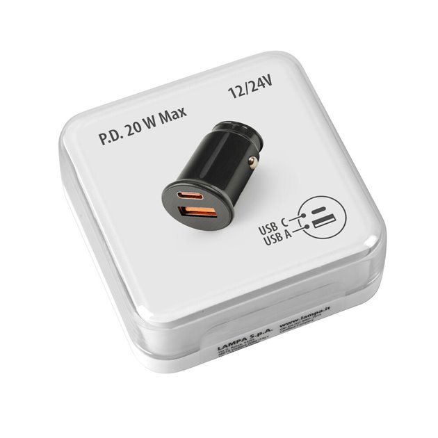 Ładowarka 2 porty USB (A+C) - PD 20W - 12/24V LAMPA