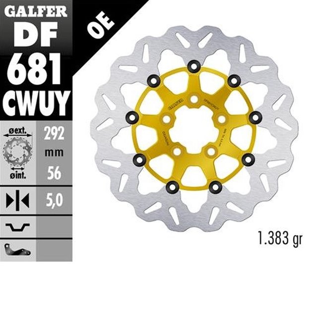 Tarcza hamulcowa przód/tył Harley-Davidson (292x56x5mm) WAVE Pływająca Kolor złoty GALFER | DF681CWUY