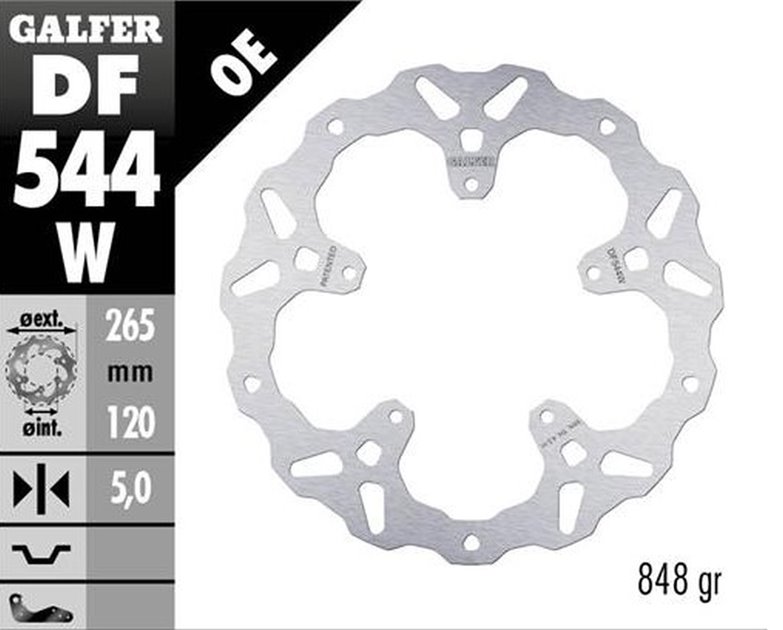 GALFER TARCZA HAMULCOWA TYŁ BMW S 1000XR 2020-2022 (WAVE FIXED) (265X120X5MM) | DF544W