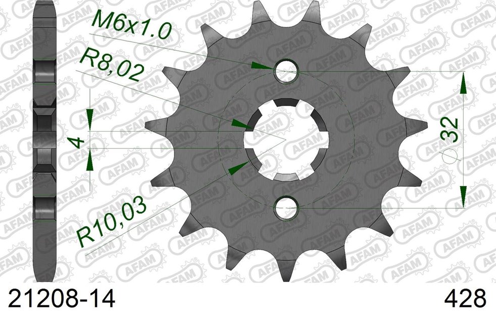 Zębatka przednia 14 Yamaha WR 125R/X, YZF125R, MT125 ŁAŃC. 428 AFAM | 21208-14