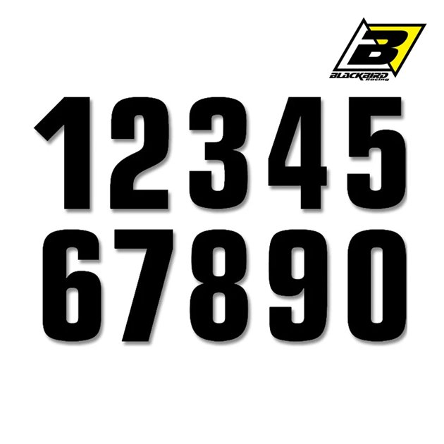 Numery startowe 13cm x 7cm proste, czarne NR9 (3 szt.) Blackbird | E5047/20/9