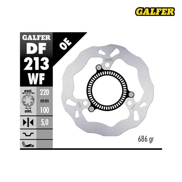 GALFER TARCZA HAMULCOWA TYŁ KAWASAKI NINJA 300 R SP (ABS) 2013-, NINJA 400 / ABS 2018-, Z 400 2020- (220X100X5MM) WAVE