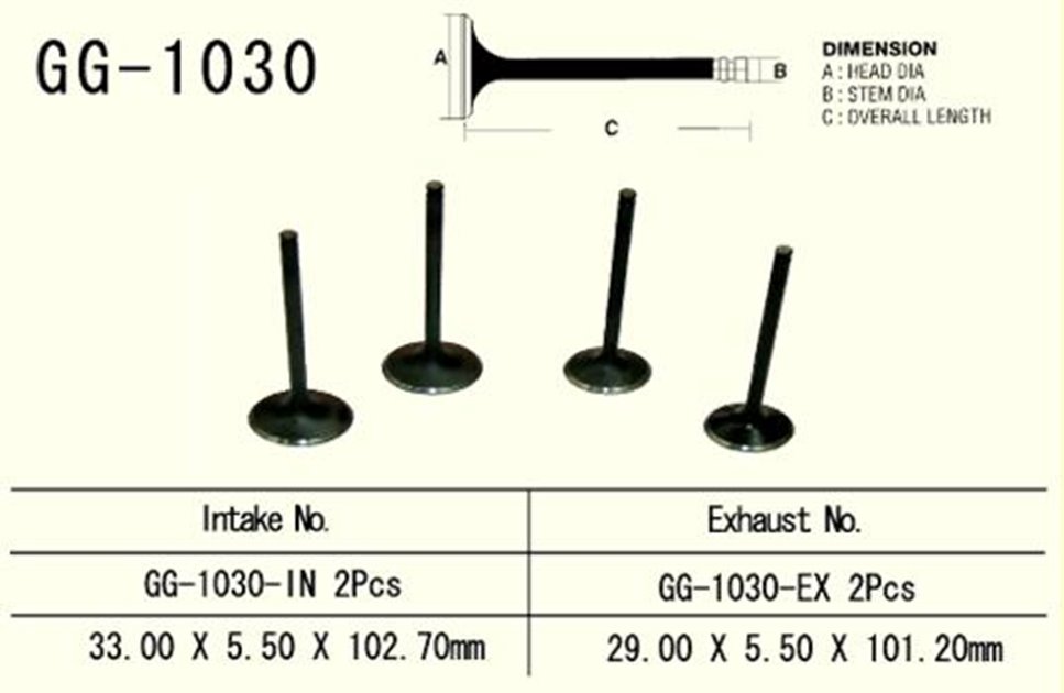 ZAWÓR SSĄCY HONDA TRX 400 EX 99-08, XR 400 96-06 , TRX 500 FGA/FPA 04-14 (2 NA POJAZD) (OEM: 14711-HN2-000,14711-KCY-000) (1SZT.) (Made in Japan) VESRAH