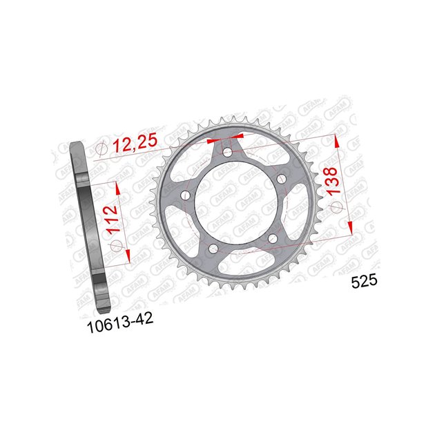 Zębatka tylna 42 Honda CBF 600, CB 600, CB 650F, CBR 650F, VT 750DC ŁAŃC. 525 AFAM | 10613-42