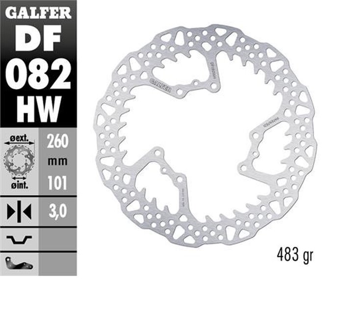 Tarcza hamulcowa przód Honda CRF 250R, CRF 450R (260X101X3MM) SHARK ENDURO MX Galfer | DF082HW