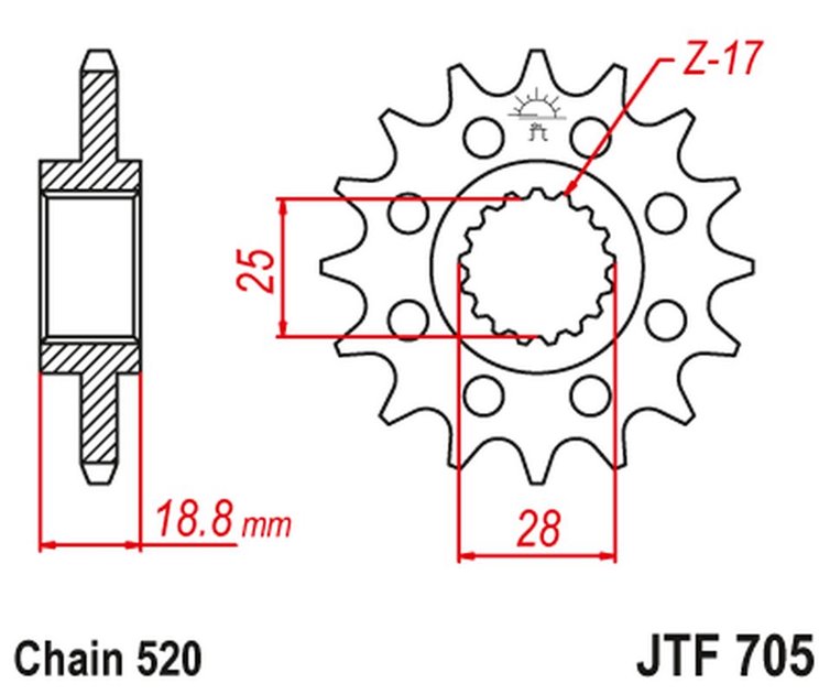 ZĘBATKA PRZEDNIA 2098 16 APRILIA 1000 RSV '98-09' (209816JT) (ŁAŃC. 520)