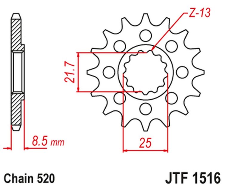 ZĘBATKA PRZEDNIA 2179 14 KAWASAKI ZX 10R 04-18 (217914JT) (PRZEJŚCIE NA ŁAŃCUCH 520)