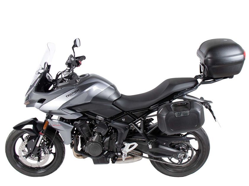 Alurack stelaż pod kufer centralny czarny w połączeniu z oryginalnym bagażnikiem Triumph Tiger Sport 800 | 6557690 01 01