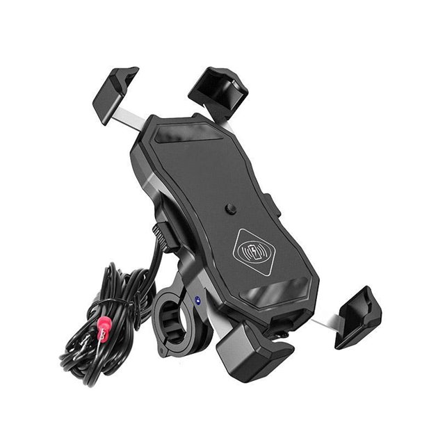 Uchwyt motocyklowy na telefon z ładowarką bezprzewodową R13W Wireless USB QC - 2in1 - BT171