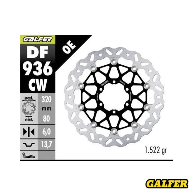 GALFER TARCZA HAMULCOWA PRZÓD BMW M 1000R 2023-; M 1000RR 2021-; M 1000XR 2024-; S 1000R 2021- ; S 1000RR 2019-; S 1000XR 2020- (WAVE FLOATING) (320X80X5MM)