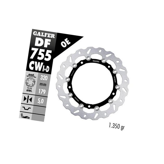 GALFER TARCZA HAMULCOWA PRZÓD BMW S 1000R/RR/XR 2009-2022 (LEWA) (WAVE FLOATING) (320X179X5MM) | DF755CWI