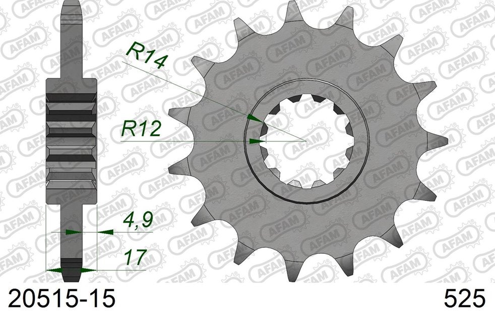 Zębatka przednia 2073 15 Honda CB 600 Hornet, CBR 600F, CBF 600 Łańcuch 525 AFAM | 20515-15