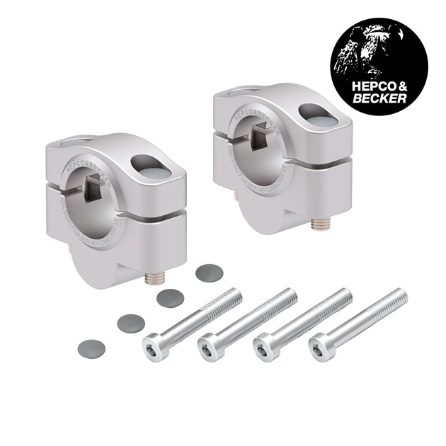 Podwyższenie kierownicy 20 mm srebrne do Moto Guzzi V 85 TT / Travel / Strad 2024-2026 Hepco & Becker | 4230561 20 09