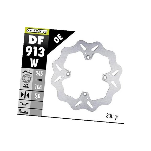 GALFER TARCZA HAMULCOWA TYŁ DUCATI HYPERMOTARD 939/950 2013-; MONSTER 796/1100 2009- (WAVE DISC) (245X108X5MM) | DF913W