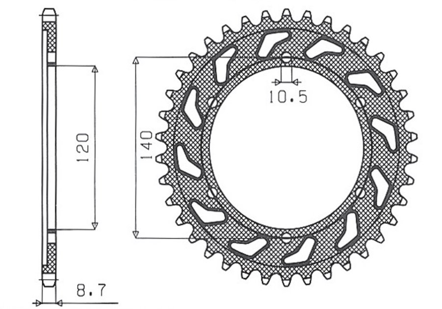 Zębatka TYLNA 498 43 SUZUKI GSXR 750 SRAD (96-97) (JTR499.43) (ŁAŃC. 530) (49843JT) SUNSTAR