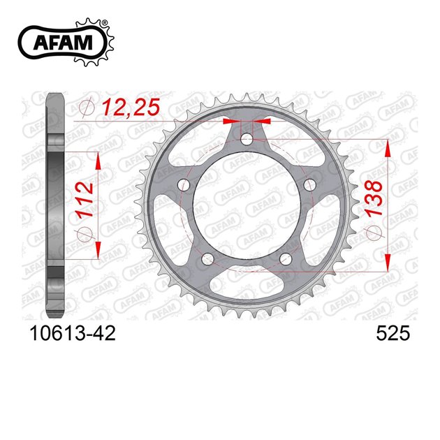 Zębatka tylna 42 Honda CBF 600, CB 600, CB 650F, CBR 650F, VT 750DC ŁAŃC. 525 AFAM | 10613-42