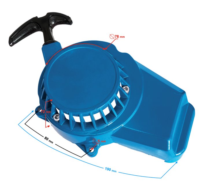 Pokrywa silnika - szarpaka Pocket Bike aluminiowa niebieska