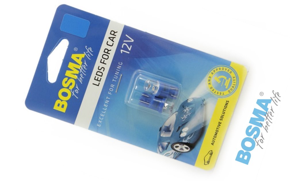 Żarówka BOSMA 12V 1*LED STANDARD T10 BLUE WIDE VIEWING BLISTER