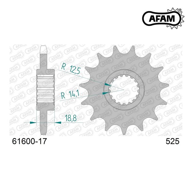 Zębatka przednia 17 BMW F 650/700/800 GS ŁAŃC. 525 AFAM | 61600-17