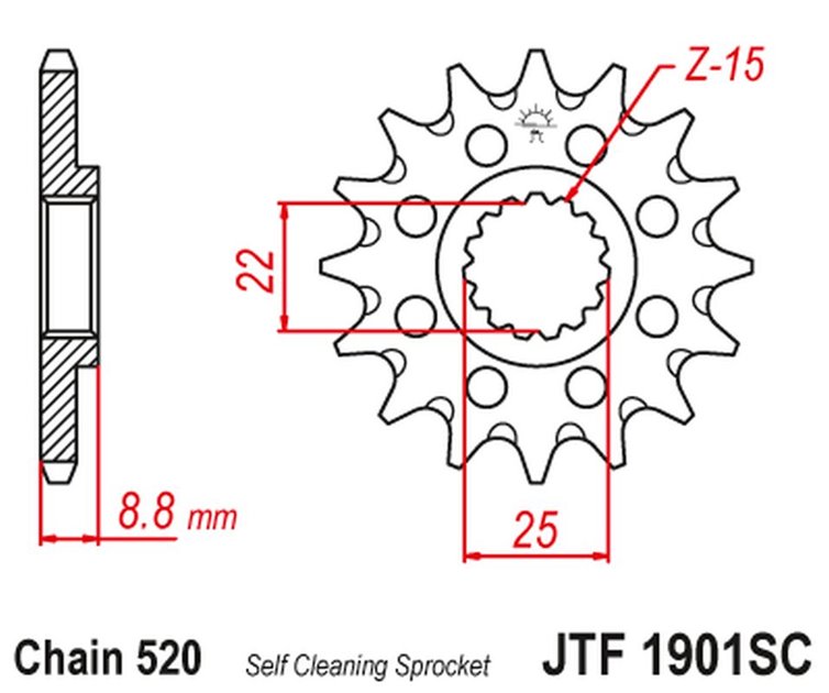 ZĘBATKA PRZEDNIA 1248 16 KTM SX/EXC '91-'21 SAMOOCZYSZCZAJĄCA (124816JT) (ŁAŃC. 520)