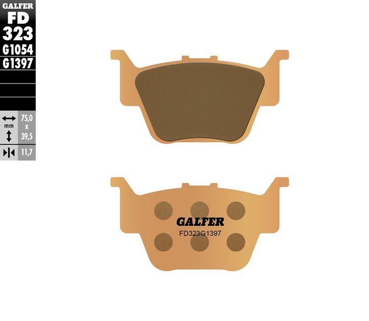 GALFER KLOCKI HAMULCOWE KH373 SPIEK METALICZNY (ZŁOTE) ATV TYŁ HONDA TRX 420 2009- ,TRX 450R 2004-2005, TRX 680 RINCON 2003-