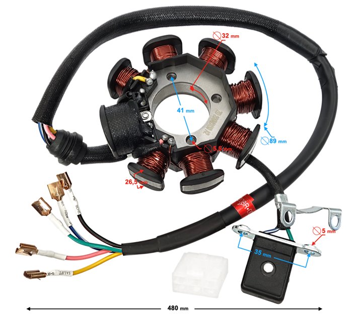 Stator, stojan, iskrownik alternatora do motocykla 150cc z silnikiem Moretti