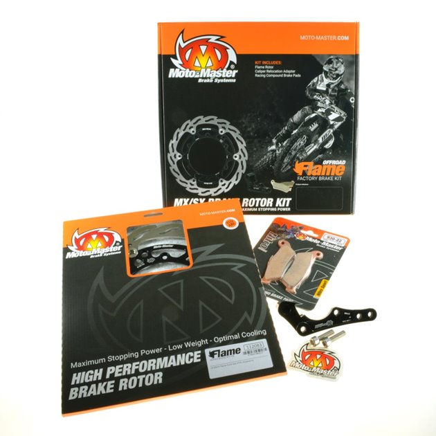 ZESTAW HAMULCOWY DO KTM SX 85 21- , HUSQVARNA TC 85 21-, GASAS MC 85 21-, ZAWIERA :TARCZA PŁYWAJĄCA 260MM (112160), ADAPTER (211124) I KLOCKI KH181 M:22 (093022) MOTO-MASTER