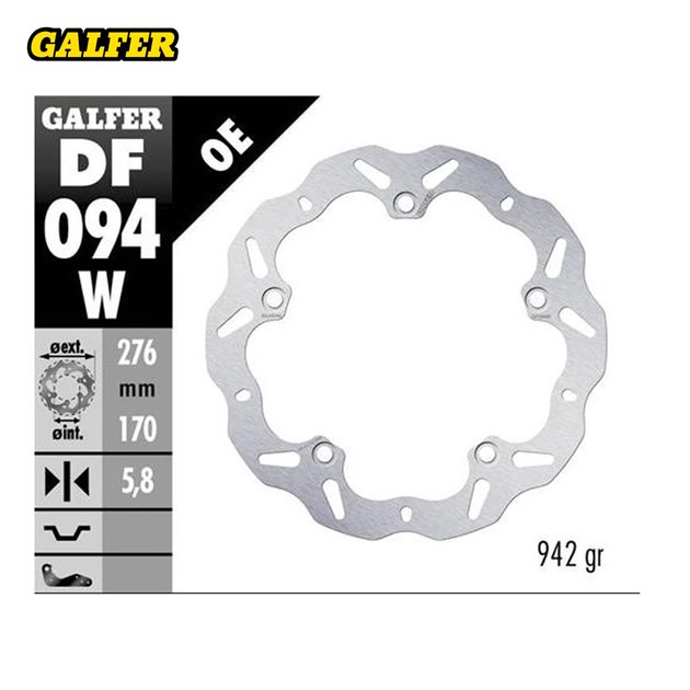 Tarcza hamulcowa Przód Honda VFR 1200FA, VFR 1200X Crosstourer (WAVE FIXED) (276X170X5,8mm) Galfer | DF094W