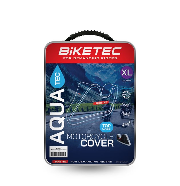 BIKETEC POKROWIEC WODOODPORNY AQUATEC NA MOTOCYKL Z MIEJSCEM NA KUFER CENTRALNY KOLOR CZARNY/SZARY ROZMIAR XL