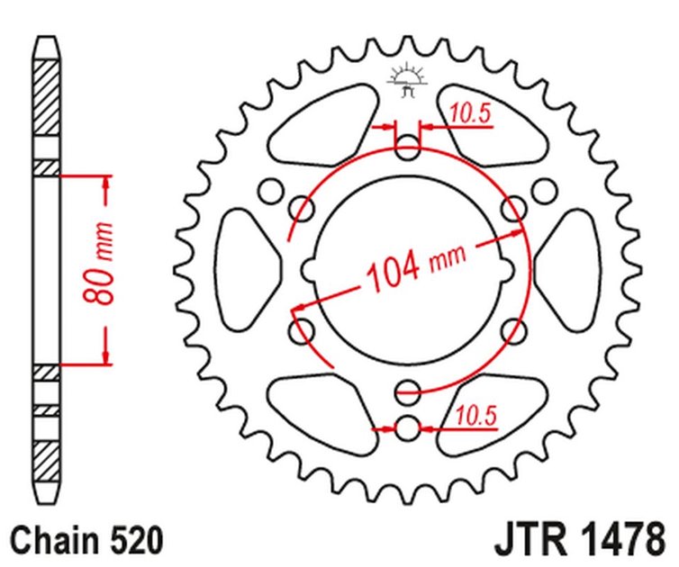 ZĘBATKA TYLNA 4578 34 POLARIS 250 CYCLONE/TRAIL BLAZER (457834JT) (MOŻNA STOSOWAĆ ZAMIAST 478 36 JTR478.34) (ŁAŃC. 520)