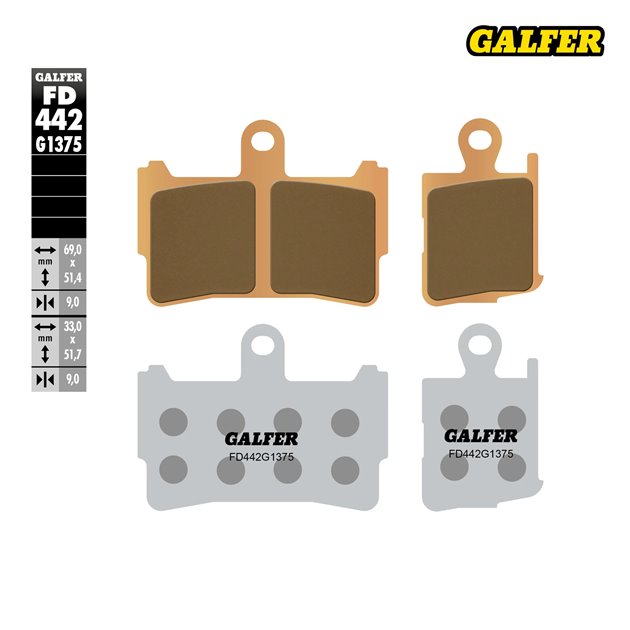 GALFER KLOCKI HAMULCOWE KH499/4 SPIEK METALICZNY (ZŁOTE) SPORT